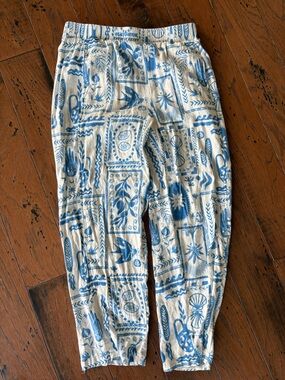Calypso St. Barth summer pants blue and white